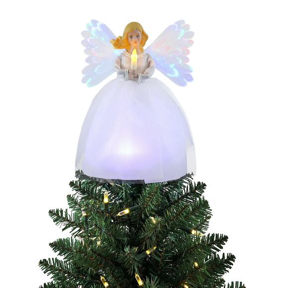 Mr. Christmas Animated Moving Tree Topper Fiber Optic Light Up Angel White LED - Picture 4 of 9